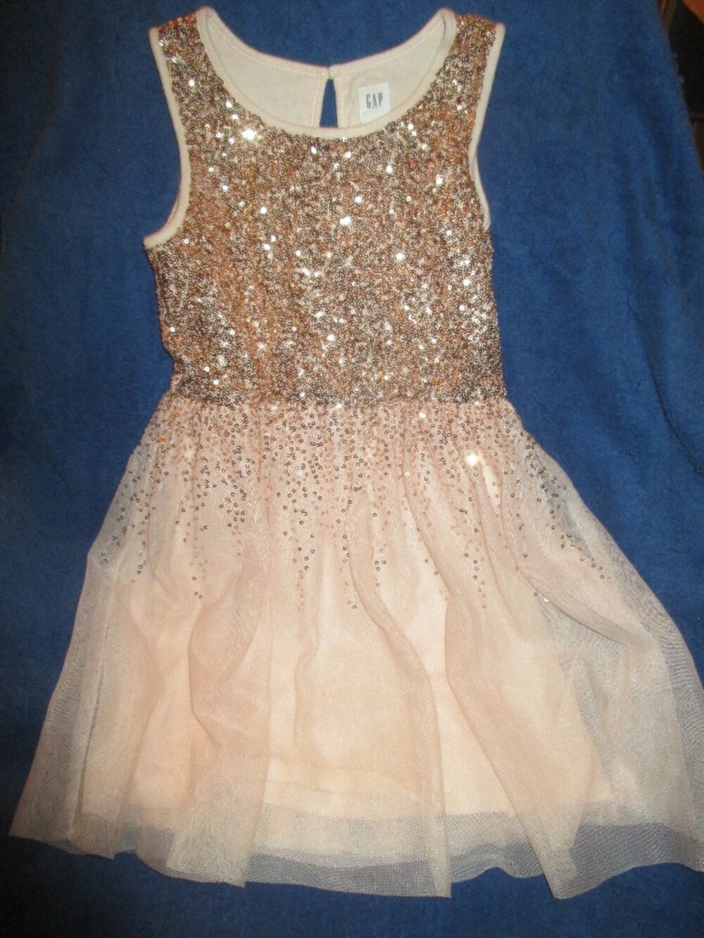 EUC Gap Kids Rose Gold Tulle Sequin Dress Size Small 6-7